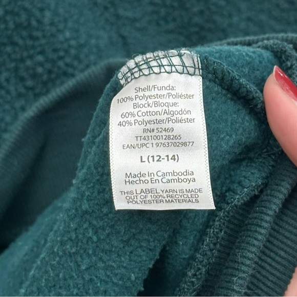 Time and Tru Green Fleece Pullover - Size Large - Picture 3 of 5